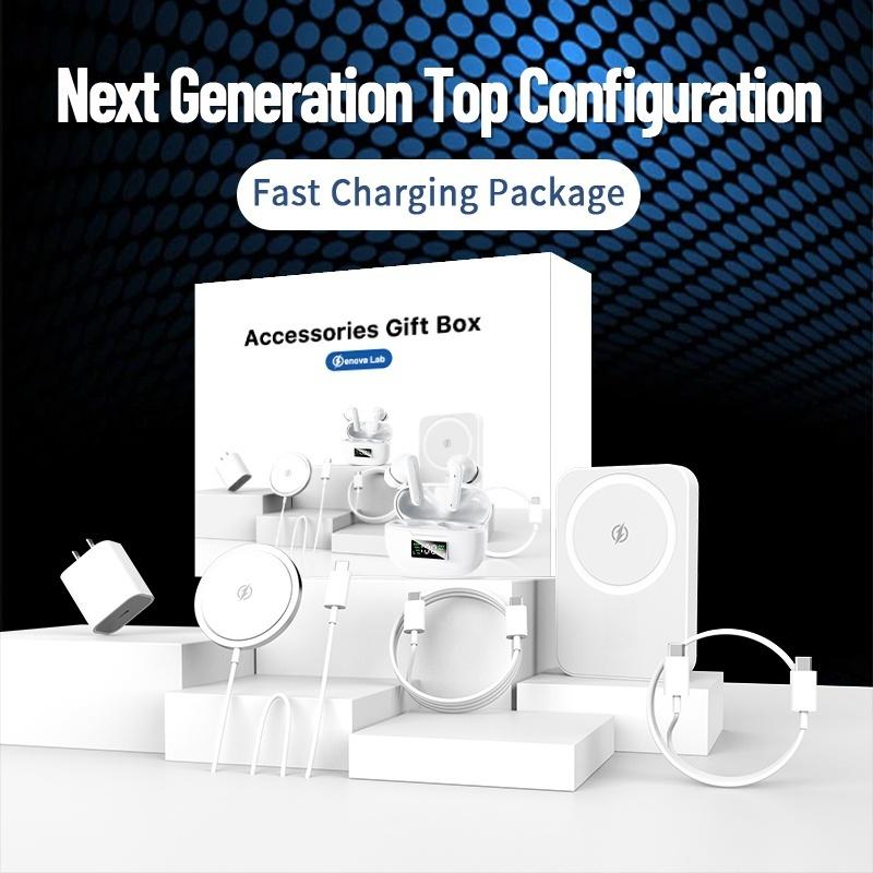 ARTCYBER 6 in 1 Charging Kit: Fast Charging, Magnetic Power Bank, Wireless Charger, Type-C Fast Charging Cable, Adapter and Audio Holder, Compact and Portable.Headphone device