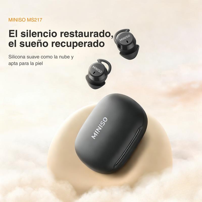Auriculares para dormir Bluetooth MINISO MS217 (silicona suave) – Perfectos para dormir de lado, sin presión, compactos y ligeros, 26 h de batería, reducción de ruido, llamadas HD, Bluetooth 6.0, compatibles con iOS y Android
