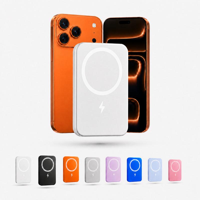 Batería externa inalámbrica magnética de 5000 mAh, mini cargador portátil para smartphones de las series 12–17 y dispositivos Qi, hasta 15 W de carga inalámbrica, batería USB‑C para viajes, uso diario y regalo para vacaciones