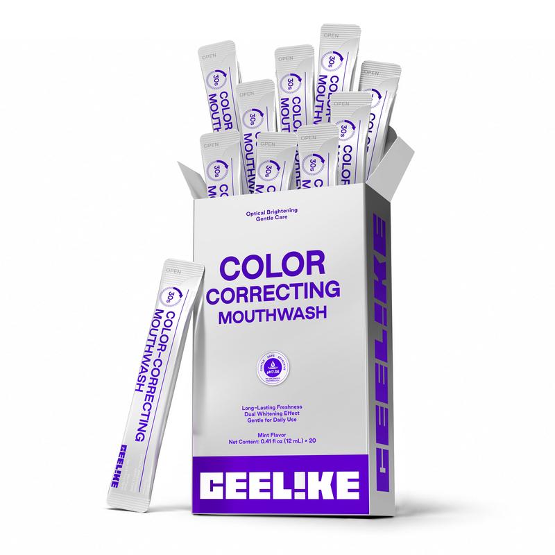 CEELIKE enjuague bucal corrector del color – cuidado bucodental suave diario a base de menta, 20 palitos de 12 ml