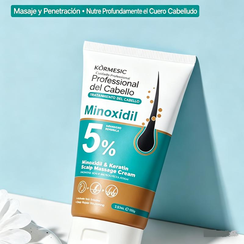 Crema de masaje capilar con Minoxidil, Jengibre y Queratina para hombre y mujer, cuidado del cuero cabelludo, nutre los folículos capilares, fortalece las raíces y mejora la salud del cabello
