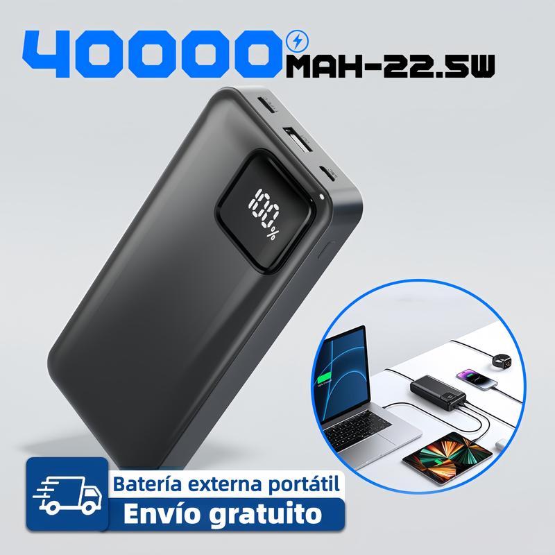 【Envío gratuito】 Batería externa portátil de 40,000mAh&30000 mAh que admite carga rápida PD 30 W y QC 4.0, con dos cables de salida y indicadores LED de estado. Sirve como fuente de alimentación portátil para la gran mayoría de dispositivos electrónicos