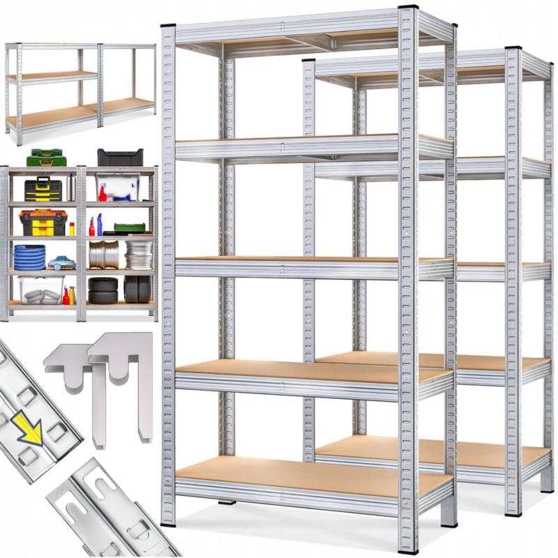 Estantería con 4 Baldes 30.5x70.5x140.5cm o 5 Baldes 40x90x180 cm - Capacidad de 875 kg, Estructura de Acero Galvanizado, Perfecta para Cocina, Oficina, Garaje y Más