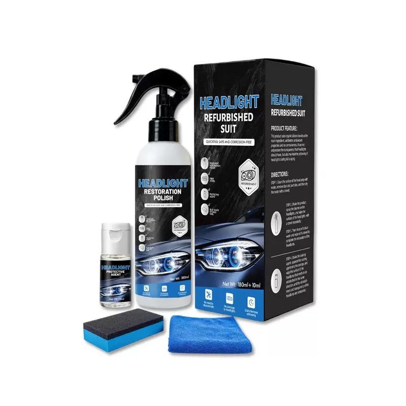 Fluido de restauración para faros automotrices (1 ud), para faros automotrices oxidados y amarillados, con recubrimiento cristalino mejorado que reduce el desenfoque, renovador, 180 ml