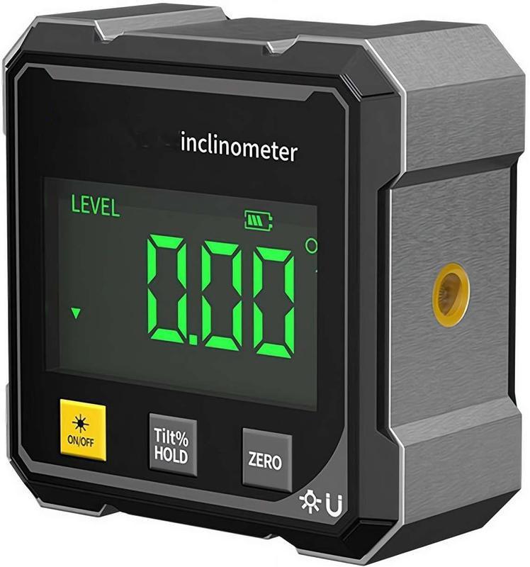 Goniómetro digital magnético con rieles láser dobles y accesorios magnéticos de 360°, recargable; apto para carpintería, construcción y maquinaria.