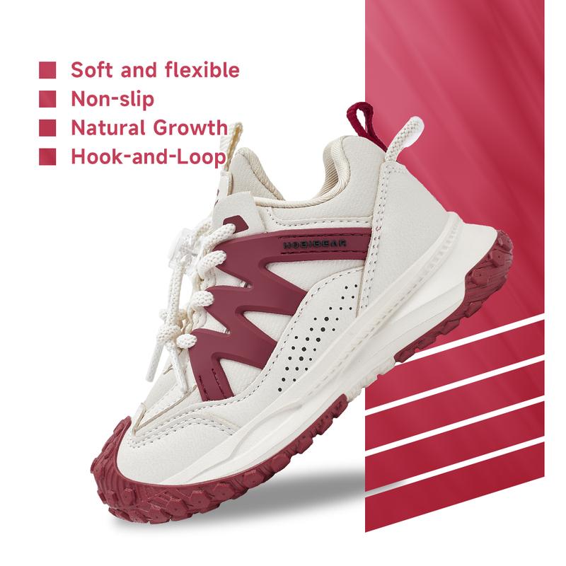 HOBIBEAR nuevo modelo 2026 para niños y niñas, calzado de todas las estaciones con suela antideslizante, puntera protectora que cubre el dedo del pie, diseño con cordones para facilitar ponerse y quitarse, zapatillas deportivas infantiles a la moda