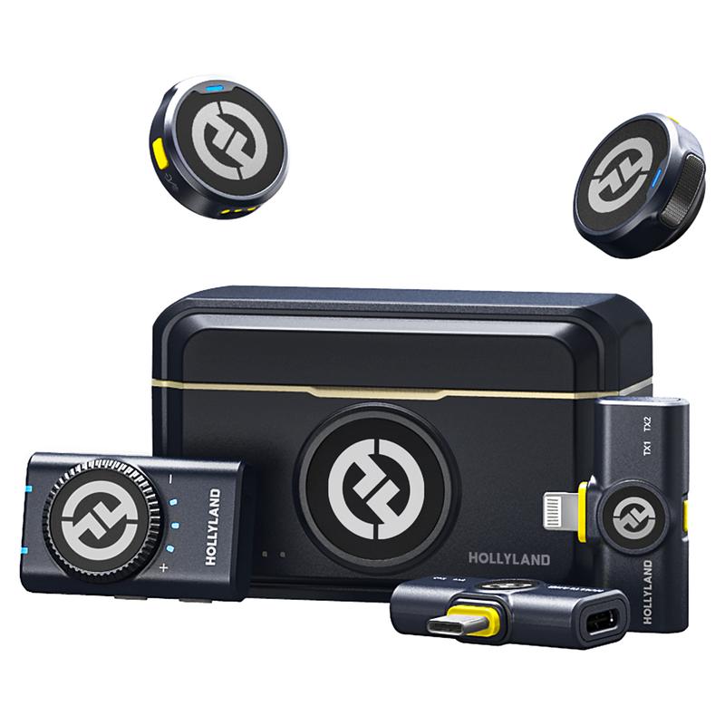 Hollyland Lark M2 Micrófono de Solapa Inalámbrico para iPhone, Cámara, Android y PC (seleccione el modelo compatible con su teléfono para una conexión perfecta) – Audio Hi-Fi de 48 kHz/24 bits, alcance de 300 m, reducción de ruido, autonomía de 40 h