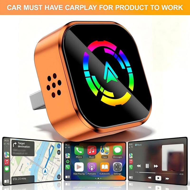 【Ideal Choice for Travel Relaxation】Wireless CarPlay Car Adapter ， compatible with both iPhone and Android phones. Quick pairing, making hands-free calls while driving safer.