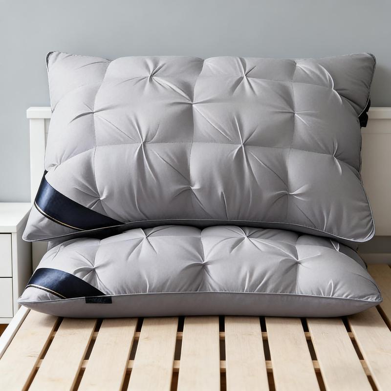 Juego de dos almohadas con calidad de hotel de lujo | Soporte cervical para un sueño profundo | Almohadas extragrandes y mullidas | Amortiguación suave, relleno de fibra hueca | Almohadas de alta gama con acolchado