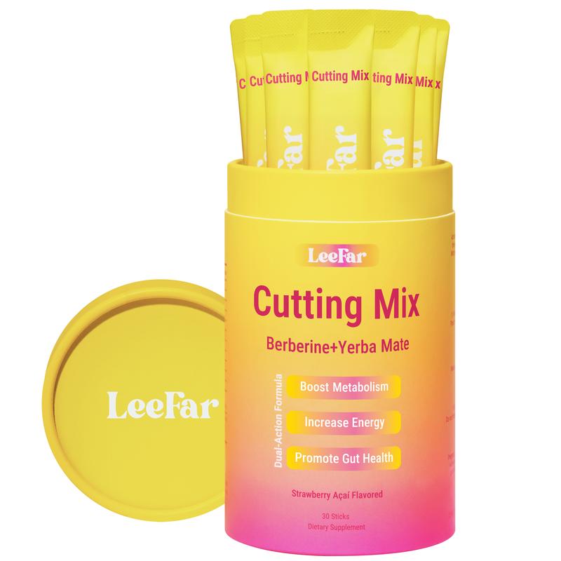 LeeFar Cutting Drink Mix - Suplemento con Berberina, Cromo, 5-HTP y Yerba Mate | Apoyo Metabólico y Control del Apetito - Sabor Fresa y Açaí, 30 Dosis