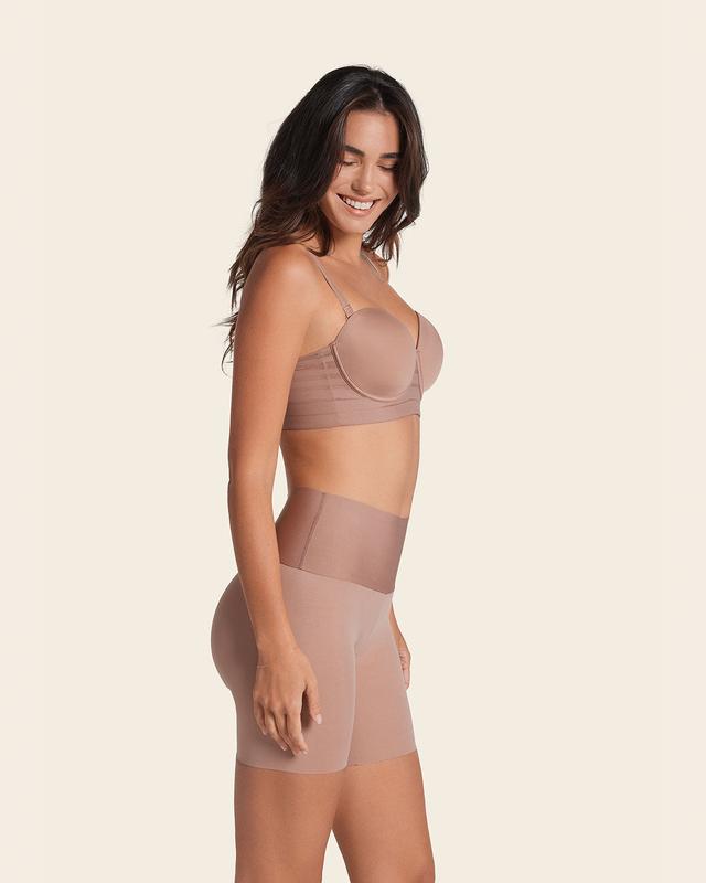 Leonisa Powerstay Short Moldeador Invisible con Fajón Antideslizante para Control Firme de la Barriga y Realce de Glúteos