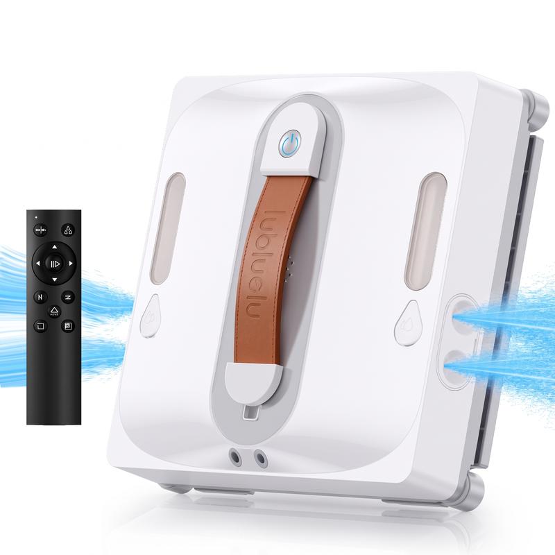 Lubluelu Robot Limpiacristales Automático 6500Pa con Sistema de Pulverización y 4 Boquillas, Navegación Inteligente, Control Remoto, Sistema de Seguridad Anticaídas, para Ventanas, Cristales, Espejos y Azulejos