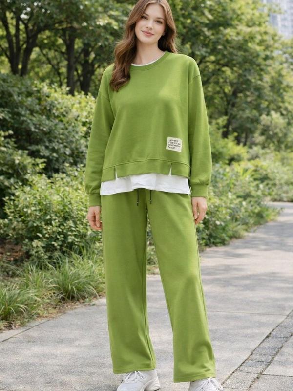 LUMIIRA Conjunto de Sudadera y Pantalón de Chándal para Mujeres Trajes Casuales Estilo Simple y Directo