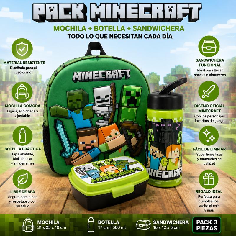 MARUKATSU Set Mochila Infantil, Sandwichera infantil y Botella escolar - Pack Diseño Colorido | Mochila Escolar 31x25x11cm Niño Niña de 3 a 8 Años | Material Escolar Vuelta al Cole (Bluey)