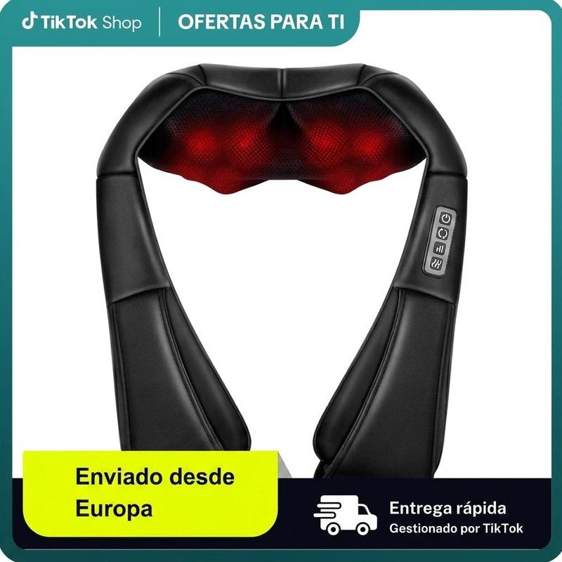 Masajeador Muscular Shiatsu 3D para Cuell, Dispositivo de Masaje Eléctrico Portátil con Amasado Profundo y 3 Niveles de Intensidad, Relajación Muscular para Casa, Oficina y Coche, Regalo Ideal