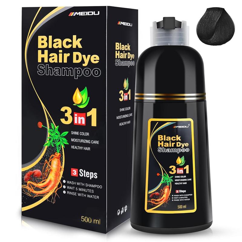 MEIDU Shampoo colorante nero 3-in-1, Risultato uniforme e curato sui capelli, Formula con ingredienti delicati, Adatto a uomini e donne, Facile da usare, Colore di lunga durata, Risultato da salone