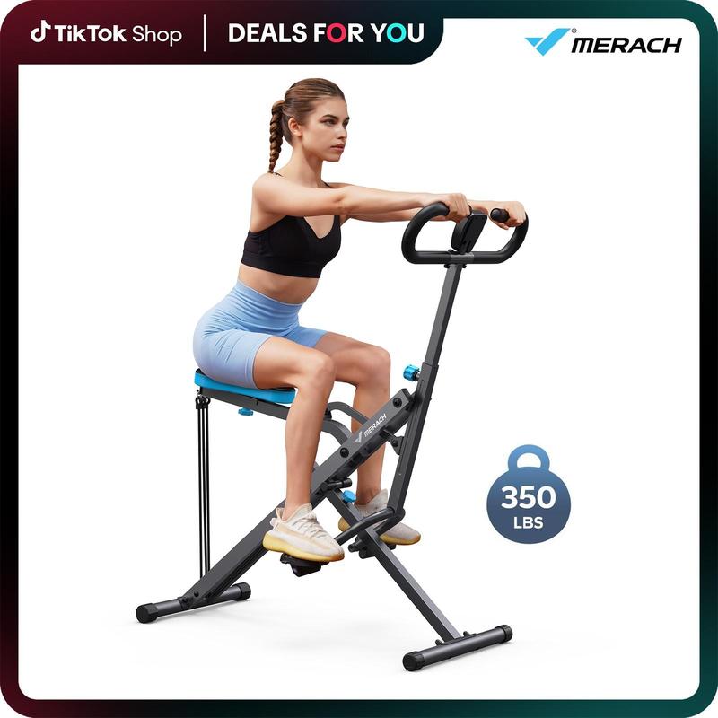 MERACH máquina de sentadillas para entrenamiento de glúteos, equipo de ejercicio plegable de resistencia ajustable, máquina de ejercicio de piernas con , capacidad de peso de 350 libras, máquina de remo