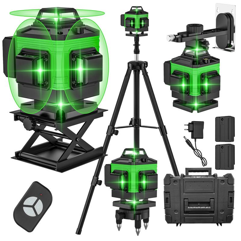 Nivel láser 3D/4D de 12/16 líneas, con autonivelación de 3°, batería recargable por USB, herramienta de nivelación, nivel láser vertical y horizontal
