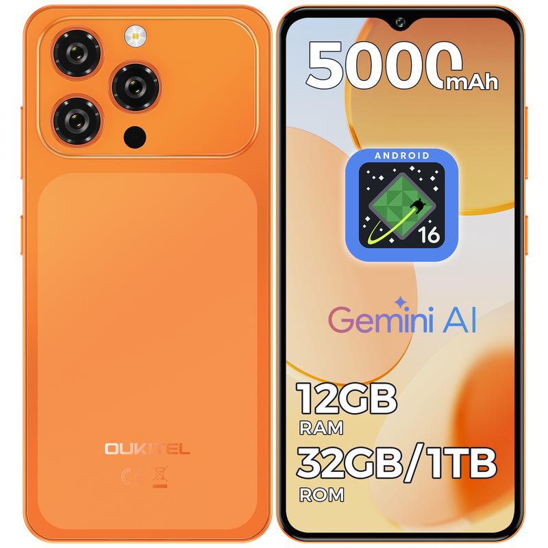 OUKITEL C17 Telefonos Moviles Libres Android 16,12GB(3+9) + 32GB/1TB Telefono Movil, 6,52" HD+,Camara 13MP+5MP Movil, 5000mAh Baterla, SmartphoneTriple 4G SIM/GPS