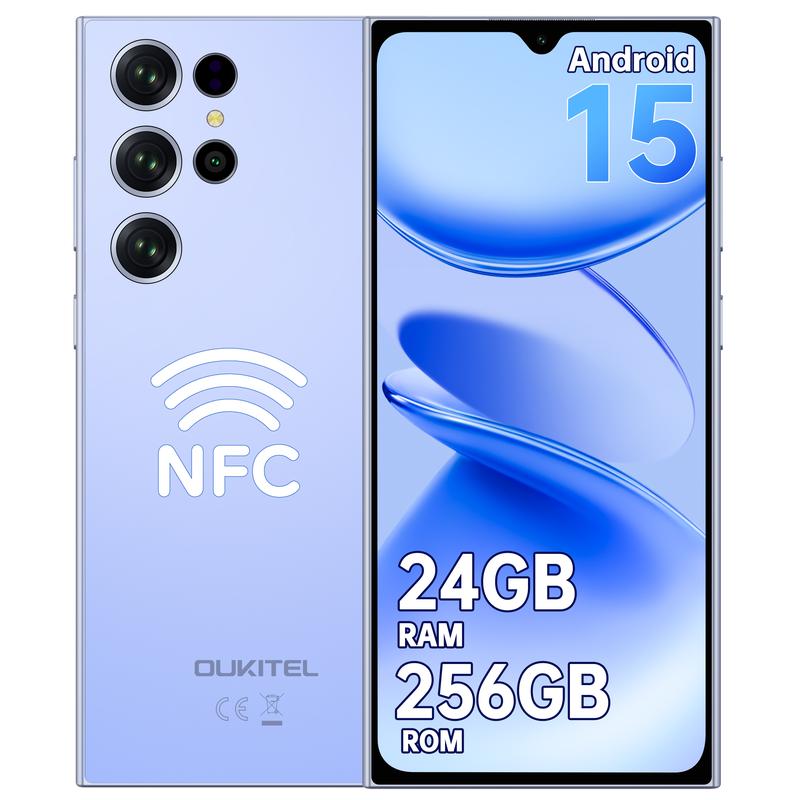OUKITEL C61 PRO Telefonos moviles - Android 15, 24(8+16) GB + 256 GB/TF 1TB, Octa Core Smartphone, 6.88"HD + 90Hz，13 MP + 8 MP, Batería de 5150 mAh, doble SIM 4G/OTG/GPS/NFC/huella dactilar/identificación facial.