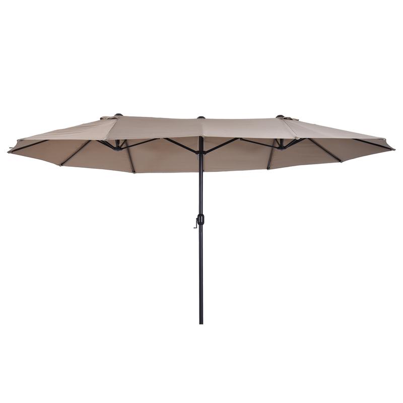 Outsunny Sombrilla Doble 4,55x2,65 m Sombrilla Terraza Exterior con Manivela Manual Resistente al Agua y Protección Solar Sombrilla Grande para Terraza Playa Piscina Café