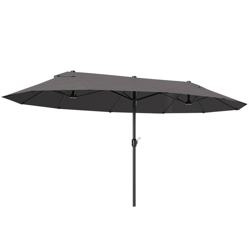 Outsunny Sombrilla Parasol Doble para Jardín 4,55x2,65x2,38 m Sombrilla Gigante Anti UV con Manivela para Exterior Patio Terraza Piscina Color Gris