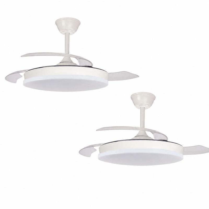 PACK de 2 Ventiladores de techo motor DC blanco led 48W dimable 3 CCT regulables 5280 LUMENES AkunaDecor