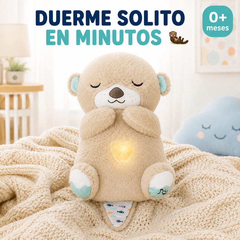 Peluche Nutria para Dormir Movimiento de Respiración y Luz Suave | Calma al Bebé en Minutos | Ayuda al Sueño 0+ Meses | Regalo Recién Nacido