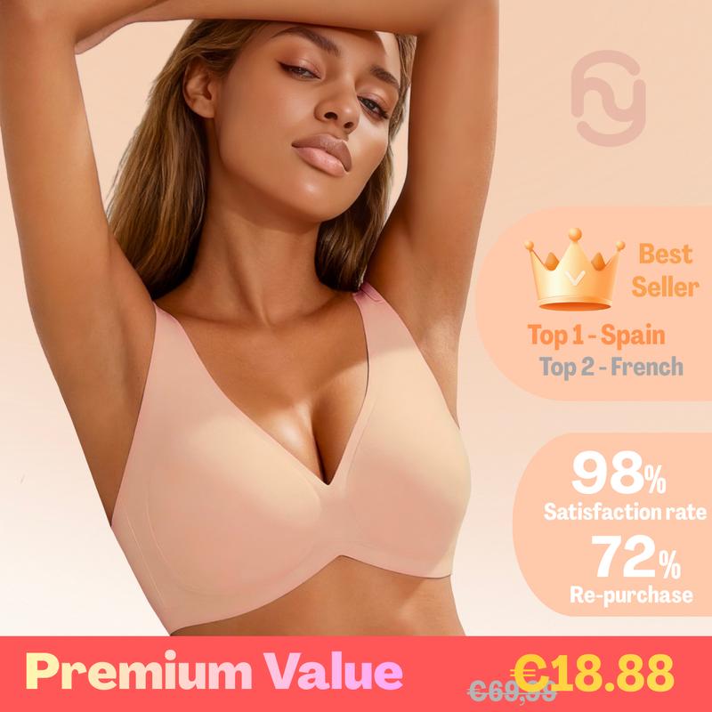 (Premium) Sujetador push up sin aros para mujer Hyacin, sin costuras, cobertura total, cómodo para uso diario, apto para tallas grandes, tipo camiseta, sujetador de gel