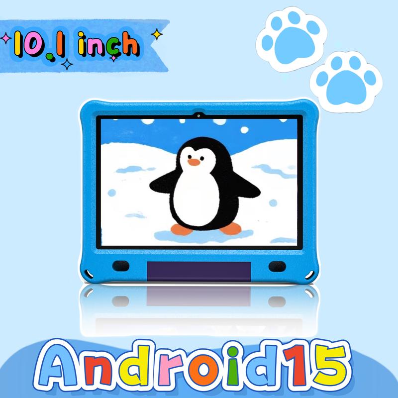 PRITOM Tableta infantil 10 inch pantalla HD de gran formato, memoria espaciosa, batería de 6000 mAh de alta autonomía, sistema Android, conectividad 5G WiFi, oferta de doble regalo & funciones 7 en 1