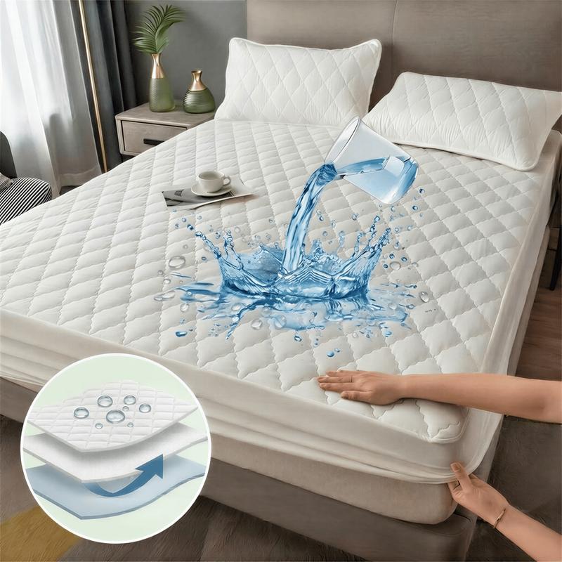 Protector de colchón impermeable, muy suave y cómodo, funda con elástico todo alrededor, lavable a máquina, disponible en varios tamaños.