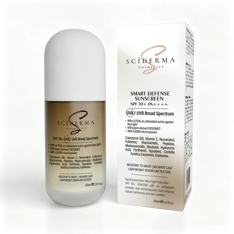 Protector Solar Facial SPF50+ PA++++ SCÏDERMA | UVA + UVB | Niacinamida, Ácido Hialurónico y Antioxidantes | Exosomas + Microesferas de Jojoba | Textura Ligera, Sin Rastro Blanco | Uso Diario | Para Todo Tipo de Piel | 60 ml