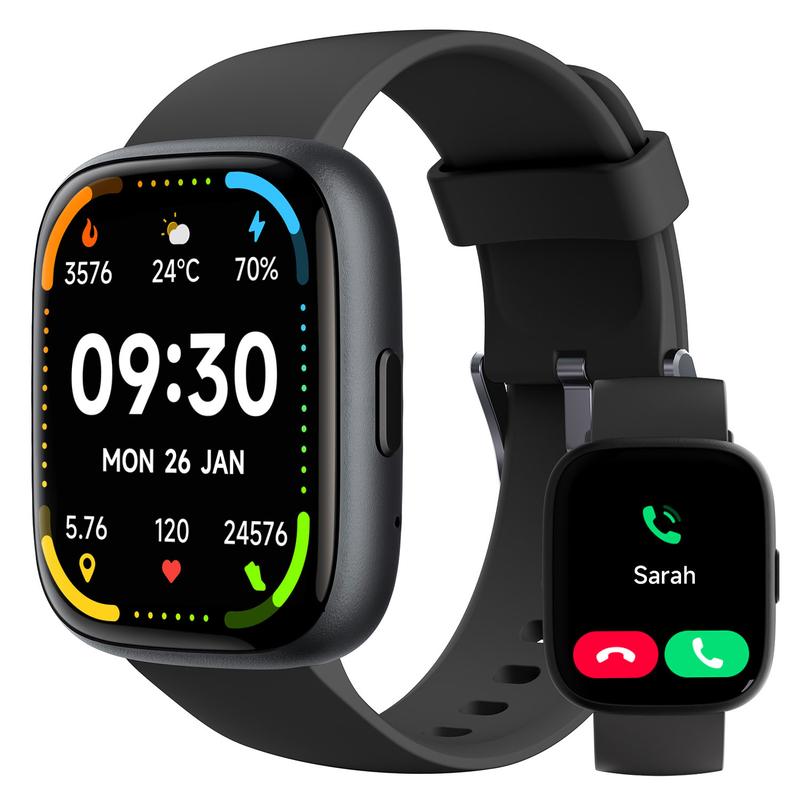 Reloj inteligente multifunción para hombre y mujer, rastreador de Fitness de 1,83 inch, con rastreador de pasos / rastreador de actividad, podómetro, reloj inteligente para responder / hacer llamadas, Compatible con Android iOS