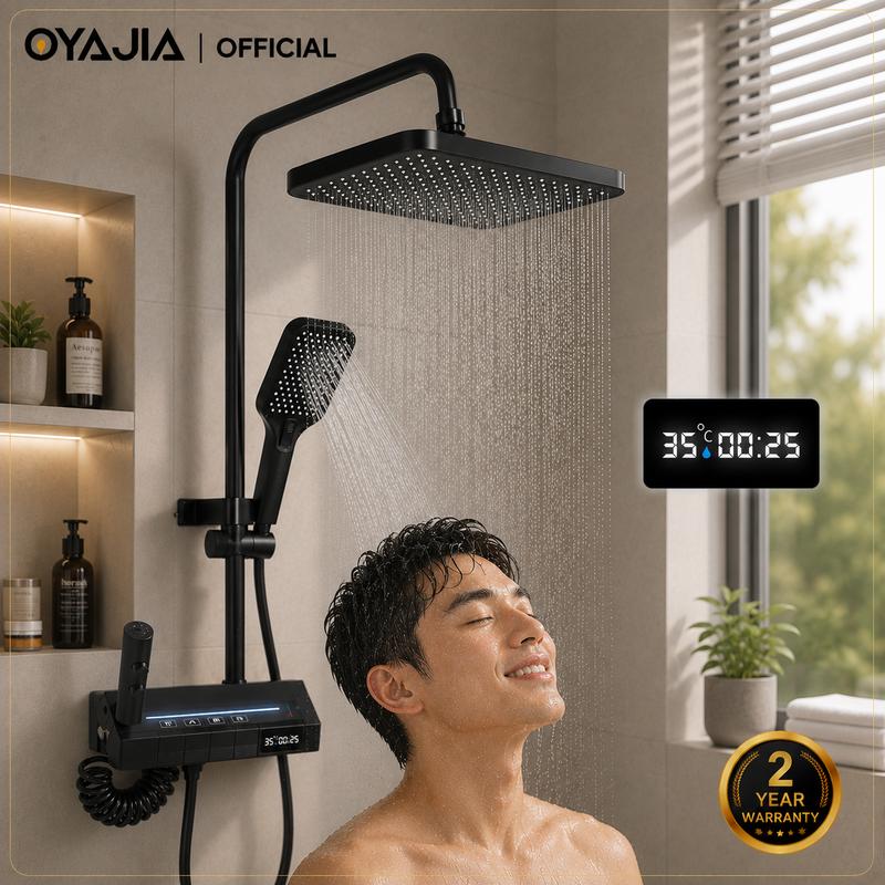 Sistema de ducha Oyajia – modelo 8018, 4 modos, efecto lluvia y pistola de limpieza; set moderno de ducha tipo lluvia para baño y remodelación del baño, grifo de ducha multifuncional con ducha manual