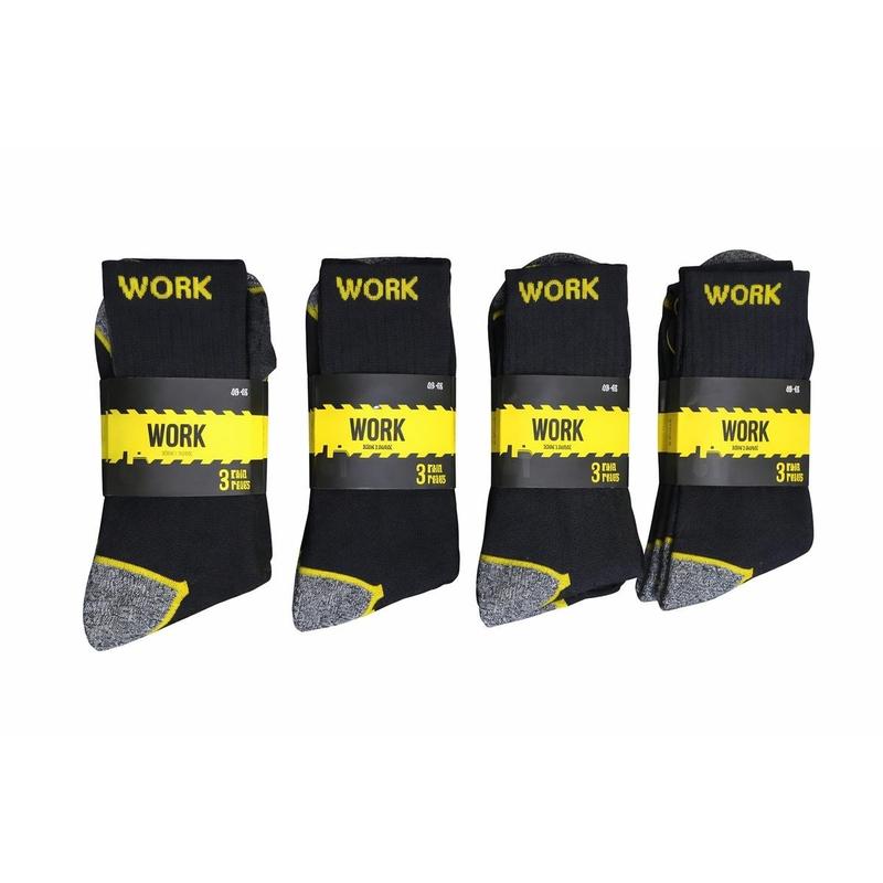 SKYNED Pack 12 Calcetines de Trabajo para Hombre 95% Algodón Transpirables Reforzados para Botas de Seguridad Antirozaduras Talla 40-46