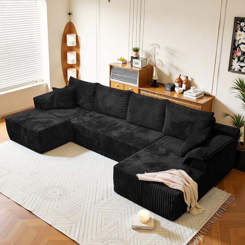 Sofá moderno y modular, diseñado en estilo moderno. Fabricado en terciopelo y tela de algodón, este sofá sin marco con forma de nube no requiere montaje. El tejido de algodón está embalado en 3 envíos separados.