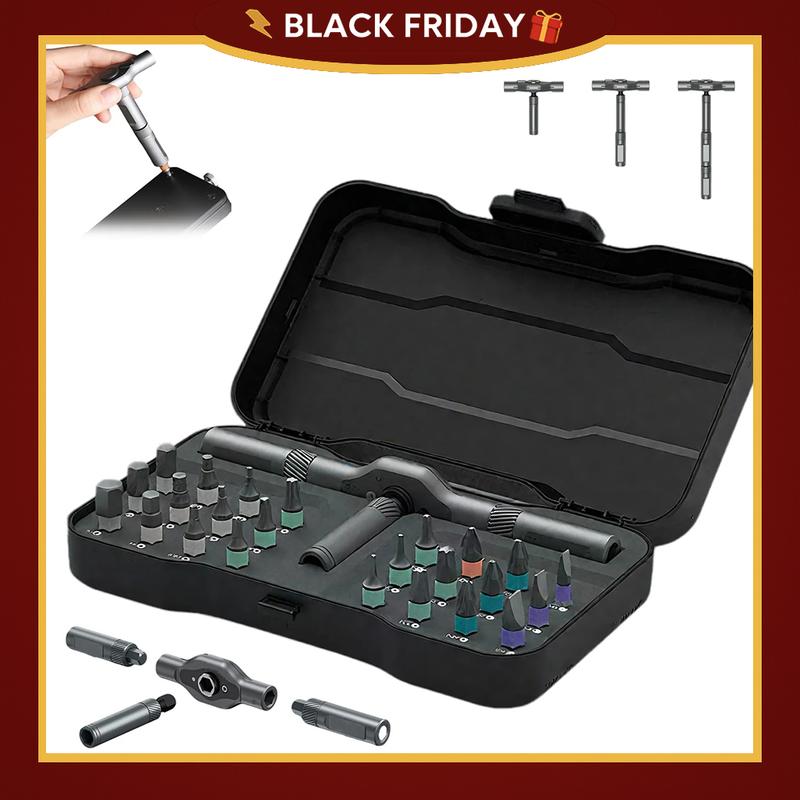 SOOSO 24-in-1 Magnetic Screwdriver Bit Set for Home Repair (with T-Handle Ratchet Wrench)