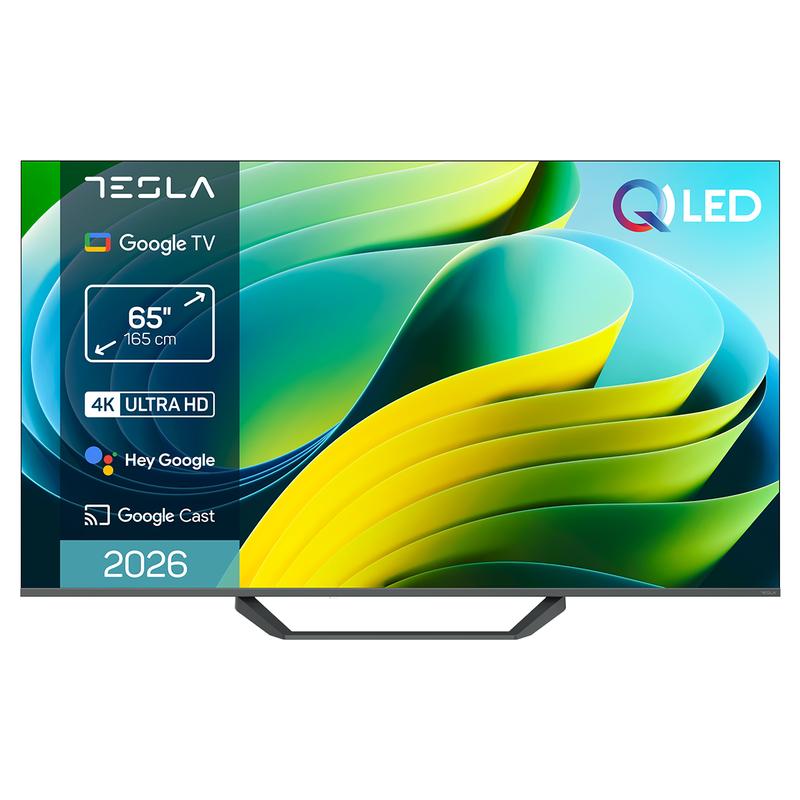 TESLA QLED Smart TV 65 Pulgadas 4K UHD con Google TV - Dolby Vision, HDR10, WiFi y BT, Google Assistant y Chromecast Integrado, 3 HDMI, DVB-T2/S2/C, Color Negro