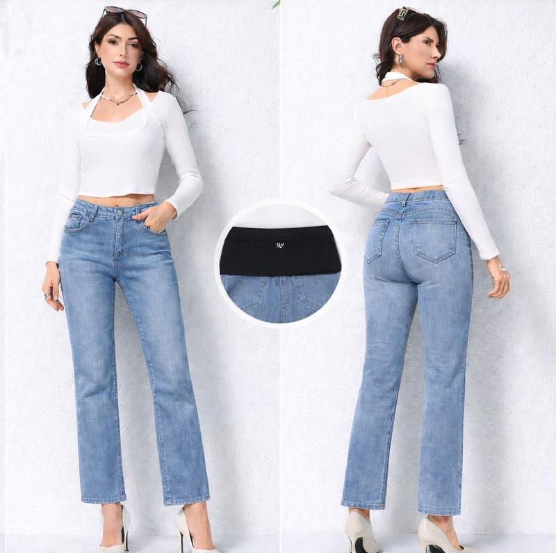 ÜTOPYA Pantalón Vaquero Recto Curvy Talla Grande | Moda Mujer | Pantalones | Comodidad Moldeadora | Informal | Corte Recto con Faja
