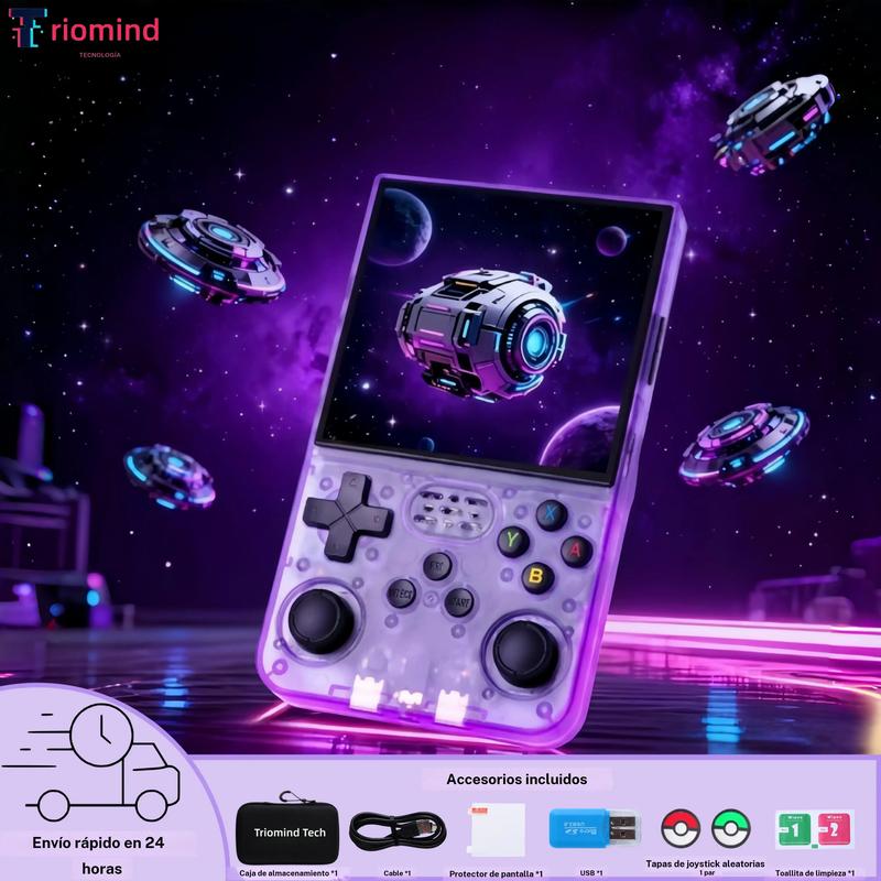 Triomind Tech K40MAX consola de set retro portátil — dispositivo portátil con pantalla HD de 4 inch, Wi‑Fi para juegos multijugador, dos joysticks, sistema Linux, admite combates de dos jugadores — regalo de cumpleaños perfecto, envío rápido