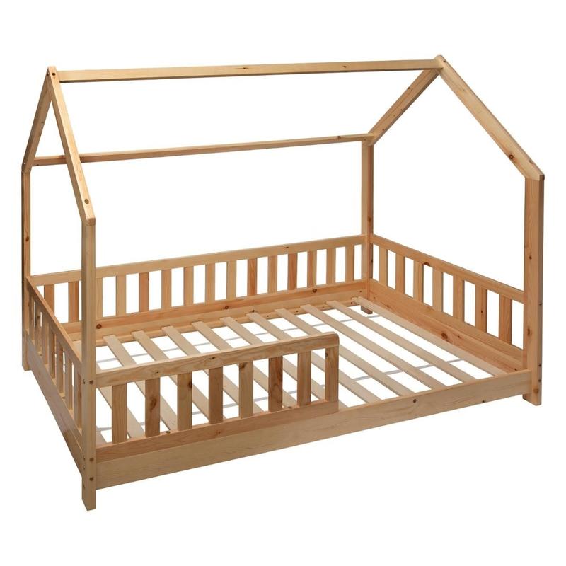 WELL HOME Cama Infantil Cabaña Bosco 90x190 cm | Disponible en Natural o Blanco | Cama Sola o Set con Colchón ZENT ROLLER / SERENIA