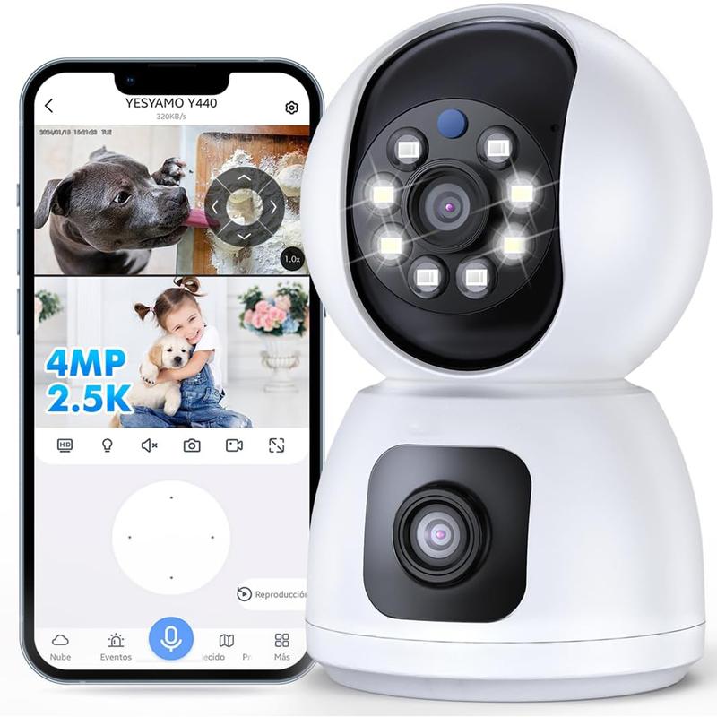 YESK Cámara Vigilancia Domicilio 2K 4MP WiFi 2.4G/5G: 360° Visión Panorámica, Nocturna Profunda y Seguimiento Automático. Ideal para Cuidar Bebés y Perros en todo Momento