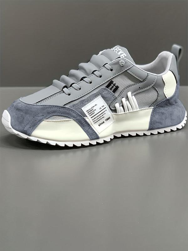 Zapatillas bajas para hombre con cordones y bloques de color, deportivas transpirables y cómodas para correr, zapatos masculinos versátiles con puntera redonda para uso diario